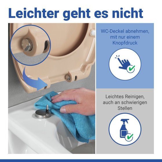 WC Sitz Mod. Ottana Beige, Toilettendeckel mit Absenkautomatik 