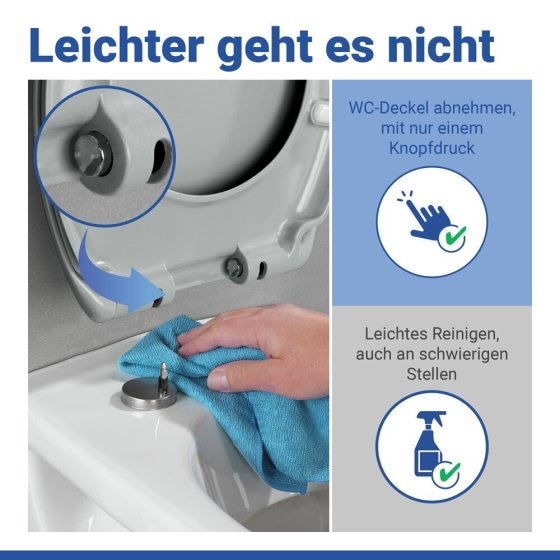 WC Sitz Mod. Ottana Hellgrau, Toilettendeckel mit Absenkautomatik 