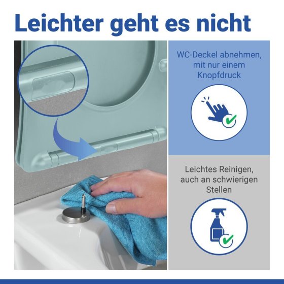 WC Sitz Mod. Galati Blaugrau matt, Toilettendeckel in D-Form mit Absenkautomatik 