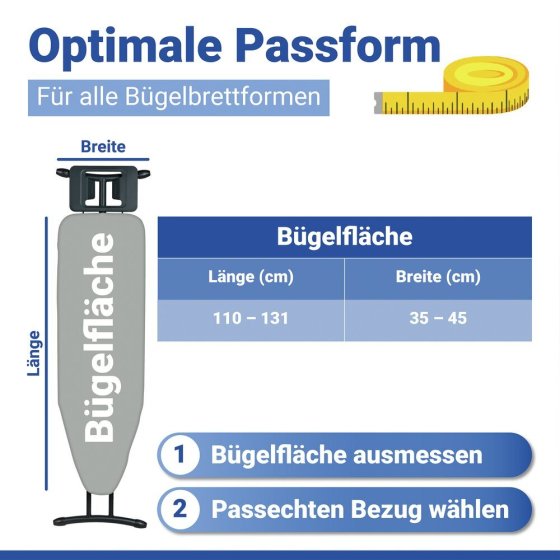 Bügelbrettbezug Mod. Keramik M, Floral, passend bis 131 x 45 cm, bis zu 70 % Zeitersparnis 