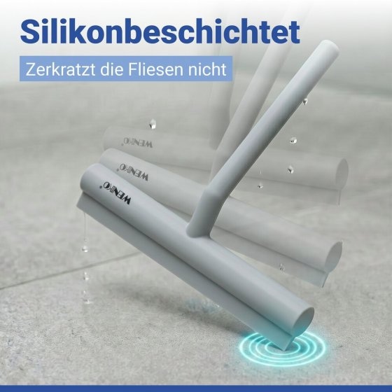 Badezimmerwischer Silikon Mod. Mola Grau, Edelstahl ummantelt mit Silikon 