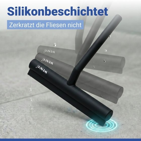 Badezimmerwischer Silikon Mod. Mola Schwarz, Edelstahl ummantelt mit Silikon 