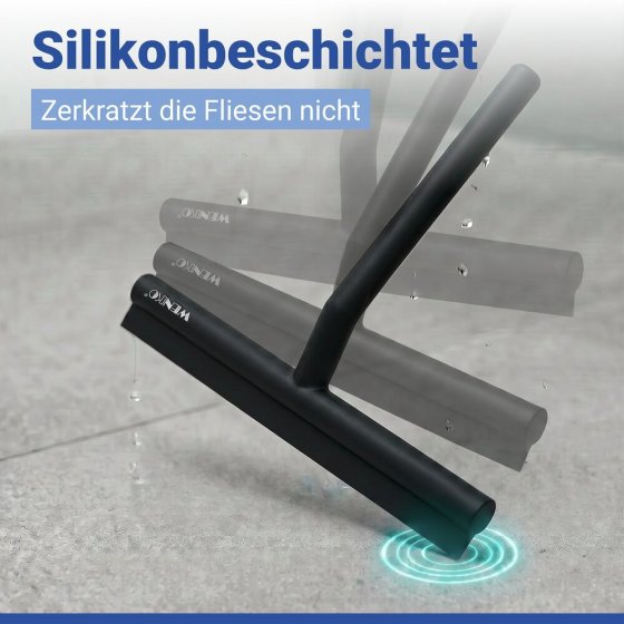 Badezimmerwischer Mod. Mola Silikon XXL Schwarz, extra breite Wischfläche 