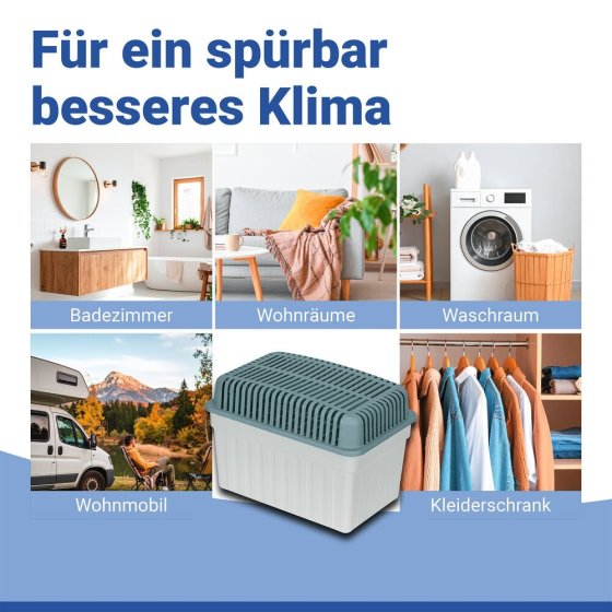 Luftentfeuchter 1 kg Grau, inkl. 1 Nachfüller, für Räume bis 80 m³ 