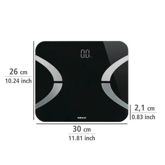 Analysewaage LED mit Bluetooth Schwarz, Körperfettwaage 
