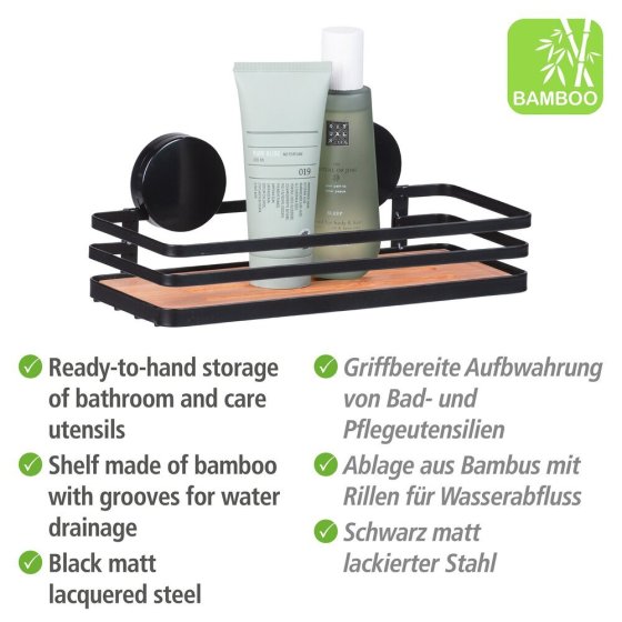 Static-Loc® Wandablage Mod. Alba, Schwarz, Befestigen ohne Bohren 