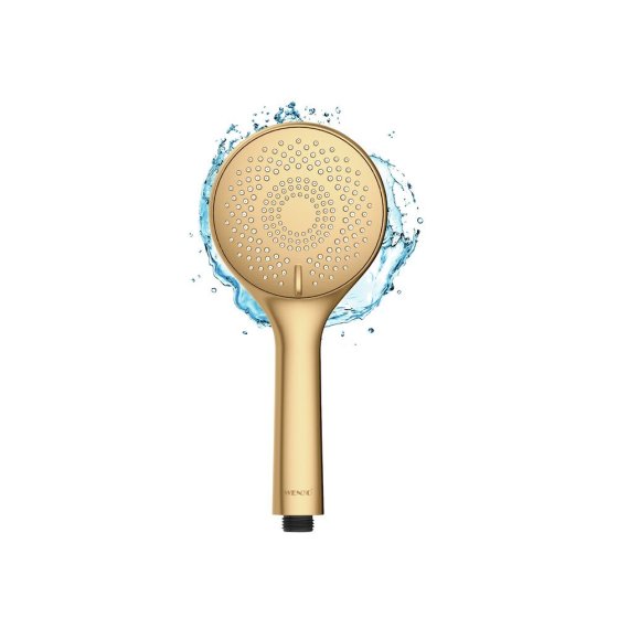 Duschkopf Gold matt, Universal-Handbrause, Ø 11 cm, 3 Strahlarten 