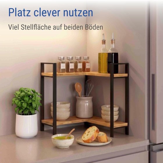 Küchen-Eckregal Mod. Lou, 2 Etagen, 2 Etagen 