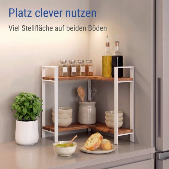 Küchen-Eckregal Mod. Louisa, 2 Etagen, 2 Etagen 