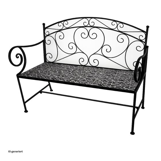 Metall Gartenbank mit Mosaik Sitzfläche Vintage Gartenbank 109 cm 