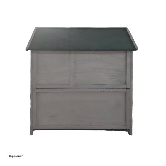 Hasenstall aus Holz in Grau mit aufklappbarem Dach 