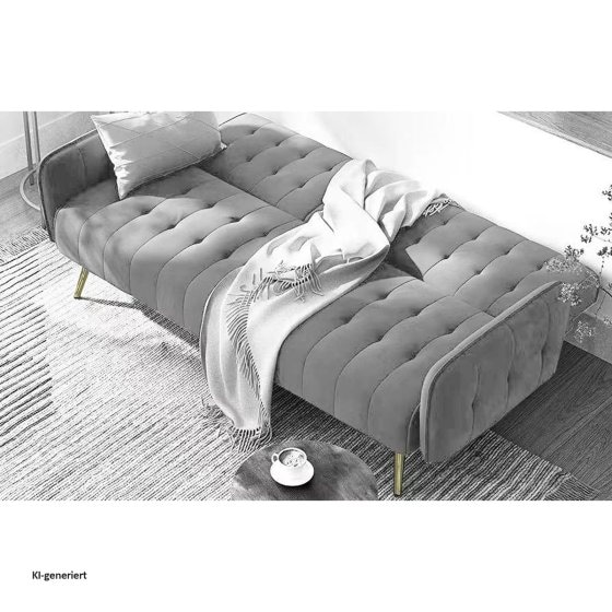 Couch mit Becherhalter und Bettfunktion Velvet Grau 