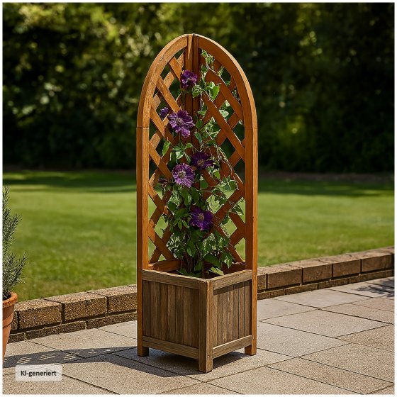 Pflanzkasten mit Rankgitter aus Holz braun Blumenkasten für Balkon, Terrasse und Garten 