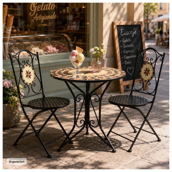 Gartenstuhl 2er-Set Metall Schwarz Kairo 