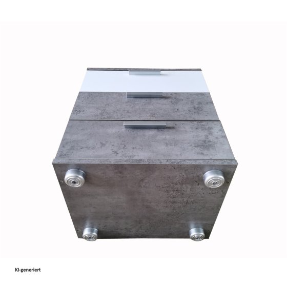 Nachtkommode 3 Schubladen Nina Beton Weiß 2er-Set 