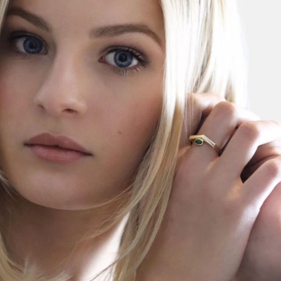 Ring 925 Sterling Silber vergoldet Glänzend grün 