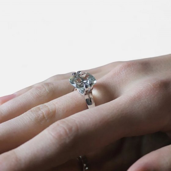 Ring 925 Sterling Silber rhodiniert Glänzend Amethyst grün 