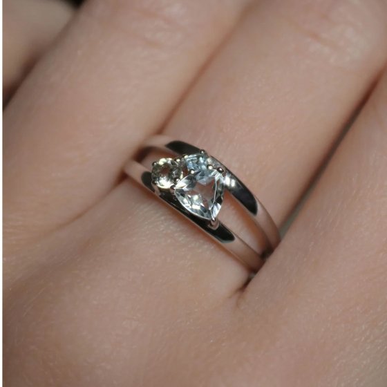 Ring 925 Sterling Silber rhodiniert Glänzend Topas Amethyst Quarz 