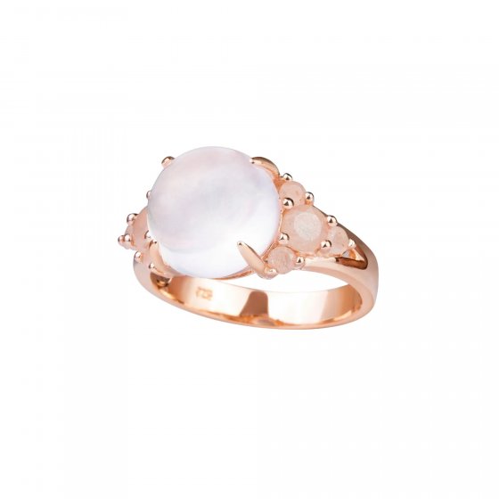 Ring 925 Sterling Silber vergoldet Rosenquarz 