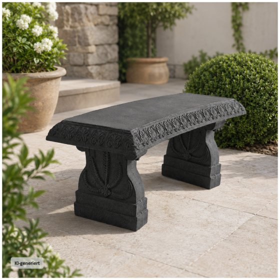 Gartenbank Daphne 100 cm aus Kunststein & recyceltem Polypropylen in Grau – Wetterfeste Sitzbank für Garten und Terrasse 