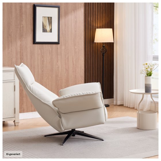 Relaxsessel Edith mit Liegefunktion Kunstleder Creme 