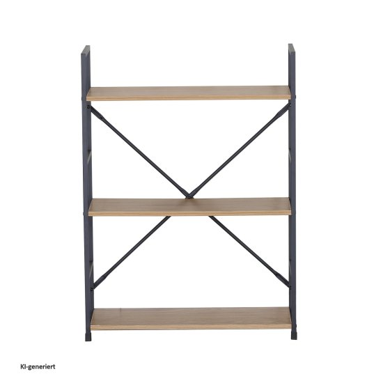 Elio, 3 Ablagen, Stahlgestell, MDF-Böden in Artisaneiche, Industrie-Look 