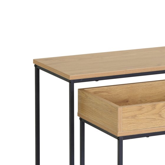 Zweiteiliges Beistelltisch Set mit offenem Ablagefach 
