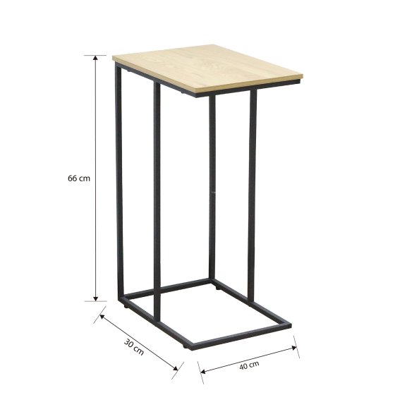 Beistelltisch in C Form mit schwarzem Stahlgestell 