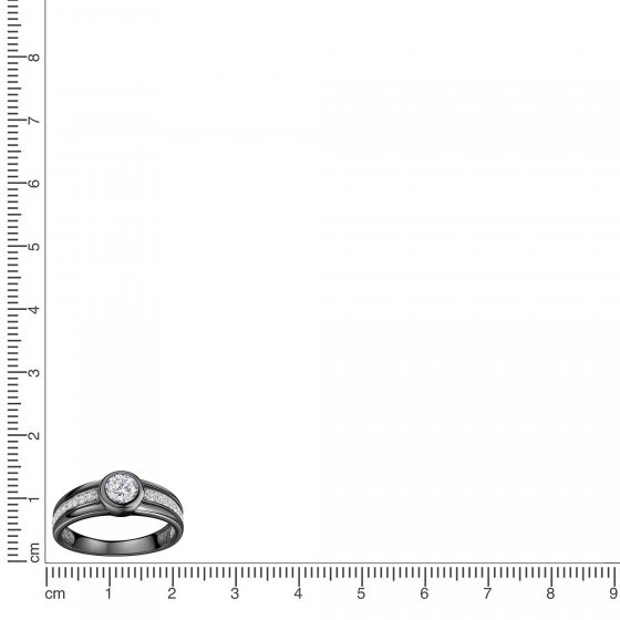 Ring 925/- Sterling Silber rhodiniert/schwarz Zirkonia 