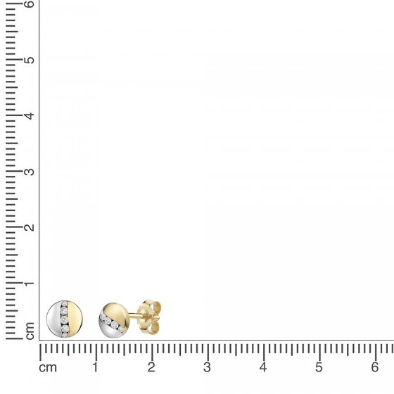 Ohrstecker 375 Gelbgold bicolor Zirkonia 
