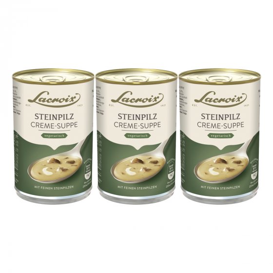 Lacroix Steinpilz Creme Suppe aromatisch lecker cremig 400ml 3er Pack 