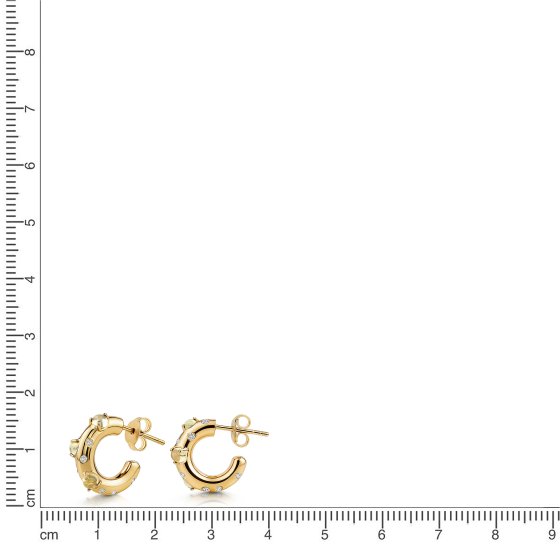 Creolen 925 Sterling Silber vergoldet Glänzend Topas Quarz grün 