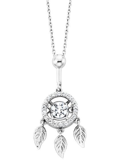 Anhänger mit Kette 925/- Sterling Silber rhodiniert  19 Zirkonia 