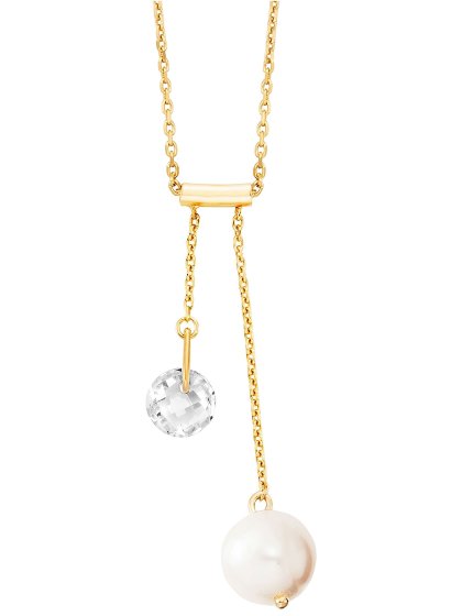 Anhänger mit Kette 925/- Sterling Silber vergoldet  Perle und Zirkonia 