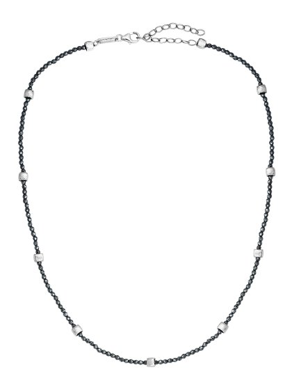 Kette 925/- Sterling Silber rhodiniert  Hämatit grau 43 cm 
