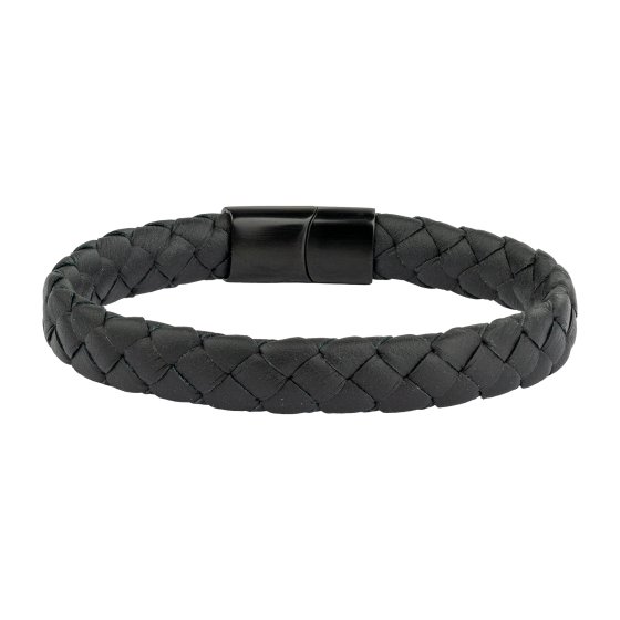 Armband Lederarmband geflochten schwarz 21cm 