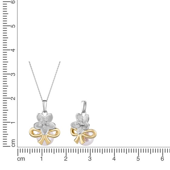 Anhänger mit Kette 925/- Sterling Silber zweifarbig Perle 