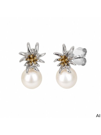 Ohrstecker 925/- Sterling Silber Tracht zweifarbig Perle 