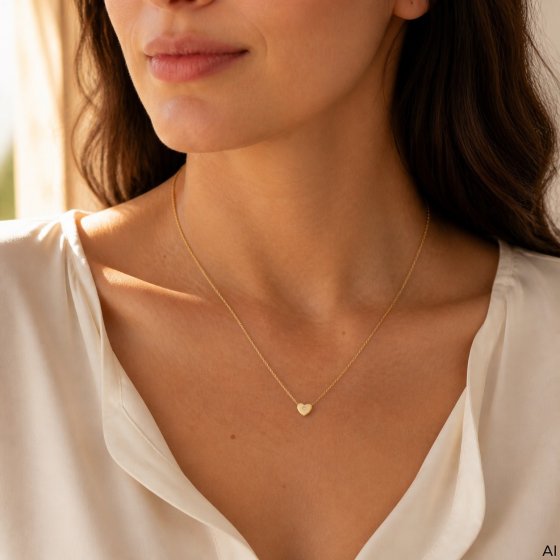 Collier 375 Gold Gelb Diamant 0,01ct Herz Collier 42/45 cm 