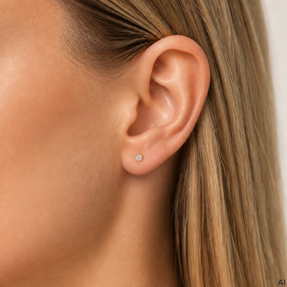 Ohrstecker 375 Gold Gelb Zirkonia Rund Ohrstecker Studs 