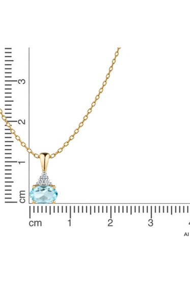 Anhänger mit Kette 375 Gold Gelb Sky Blue Topas Balu Zirkonia Tropfen Anhänger mit Ankerkette 42 cm 