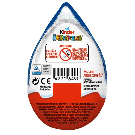 Kinder Überraschung süßer Ei Anhänger für Weihnachtsbaum 20g 