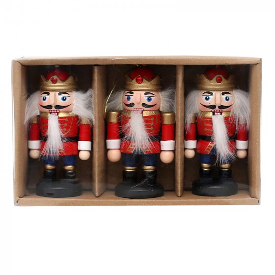 Holz Nussknacker 3er Set zum Anhängen 