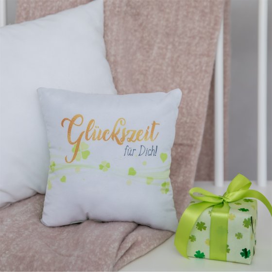 Geschenk zum Befüllen Kissen "Glückszeit für Dich" 