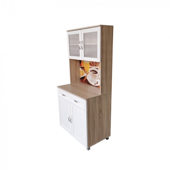 Küchenbuffet mit Glasteil Sonoma/Weiß Blanca Bistro 