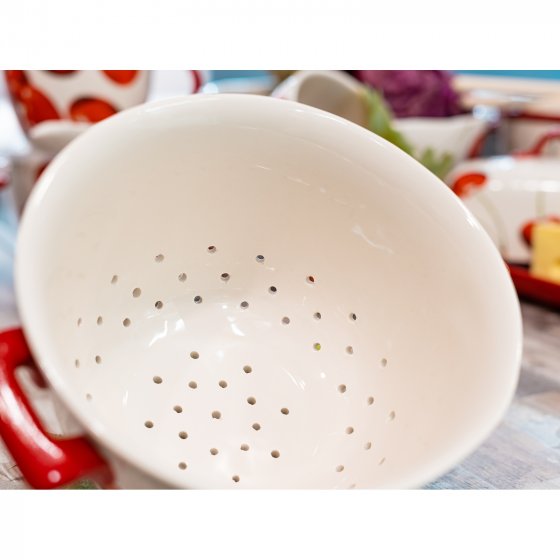 Keramik Küchensieb mit Griffen stilvolles Sieb für Obst, Gemüse und Pasta 