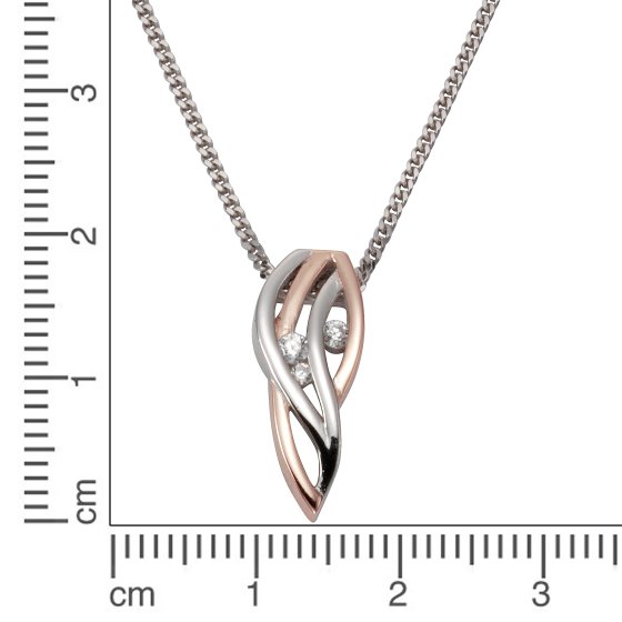 Schmuck-Set Silber 925 zweifarbig mit Zirkonia weiß 