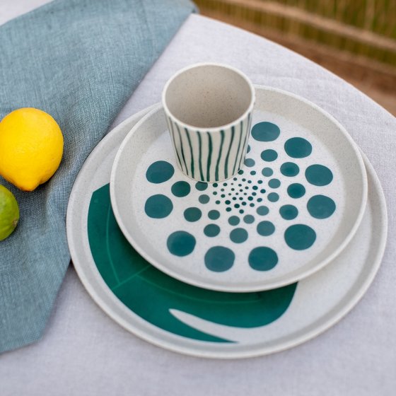 Kleiner Teller 20,5 cm 4er-Set CONNECT PLATE MONSTERA DOTS 