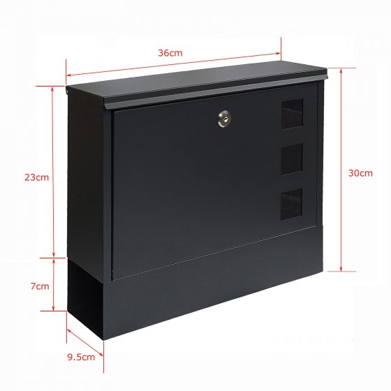 Briefkasten Amin Schwarz modern mit Zeitungsfach 