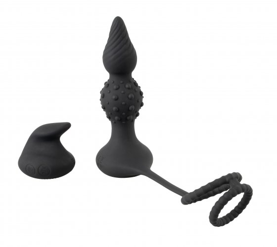 vibrierender Analplug RC Butt Plug with Cock & Ball Rings 